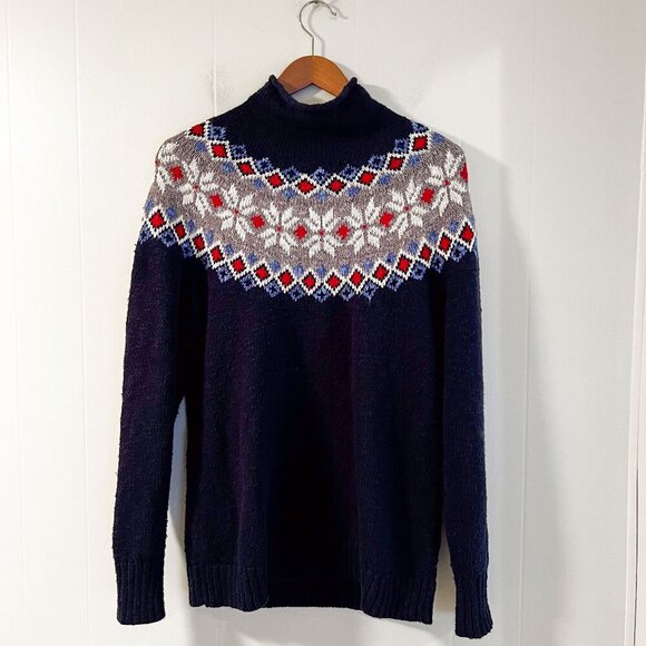 L.L. Bean Fair Isle Cotton Ragg Sweater Small - Picture 1 of 8